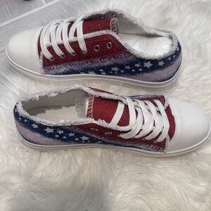 Red and Blue Star Pattern Sneakers